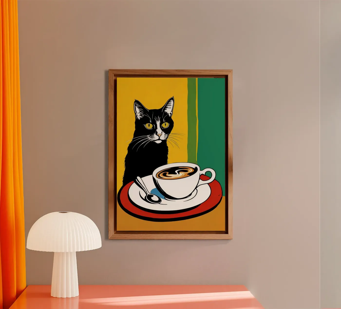 Gatto e caffè alluminio dibond da Arjun