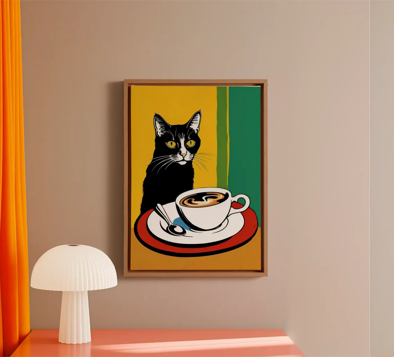 Gatto e caffè tela da Arjun