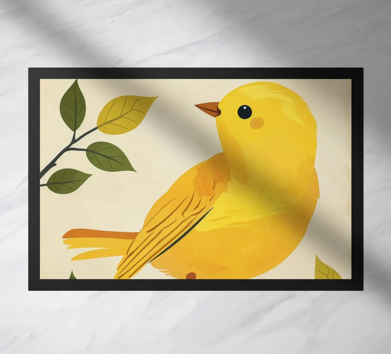 Un canari jaune vif chante sous le soleil paillasson de DesignDoodle