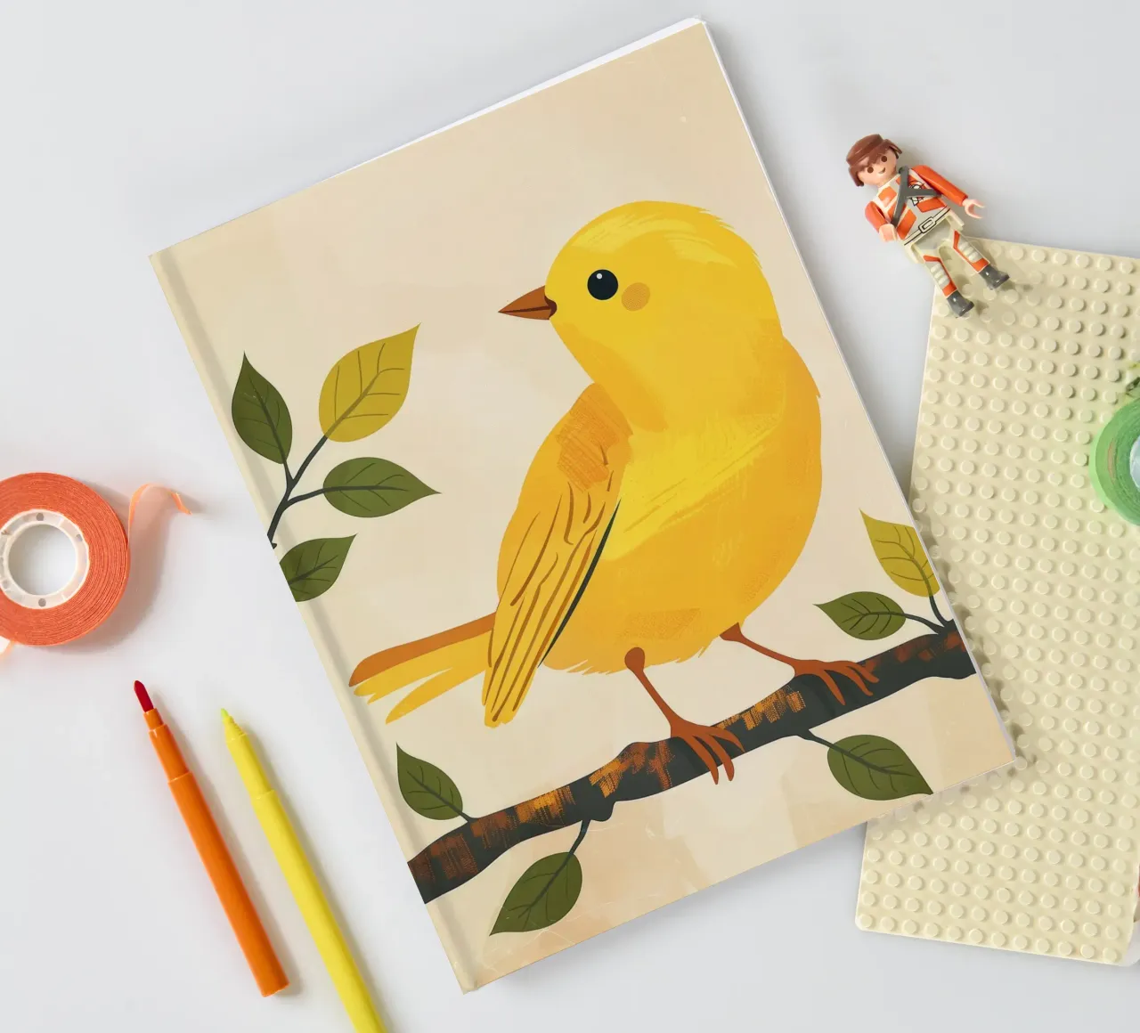 Un canari jaune vif chante sous le soleil carnet de notes de DesignDoodle