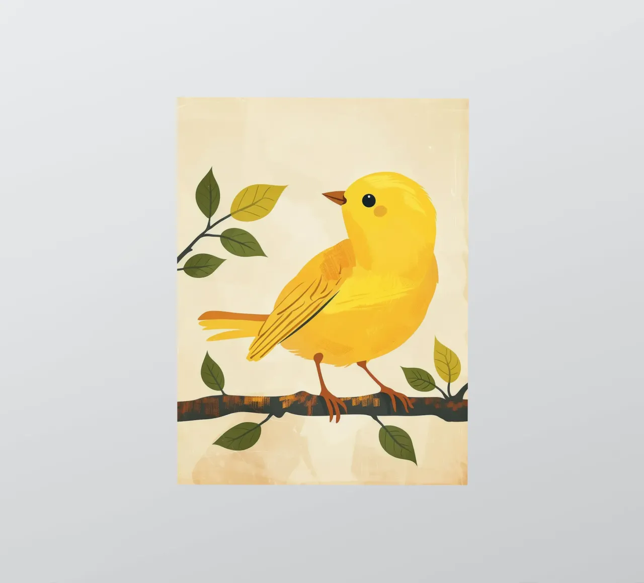 Un canari jaune vif chante sous le soleil autocollant de DesignDoodle