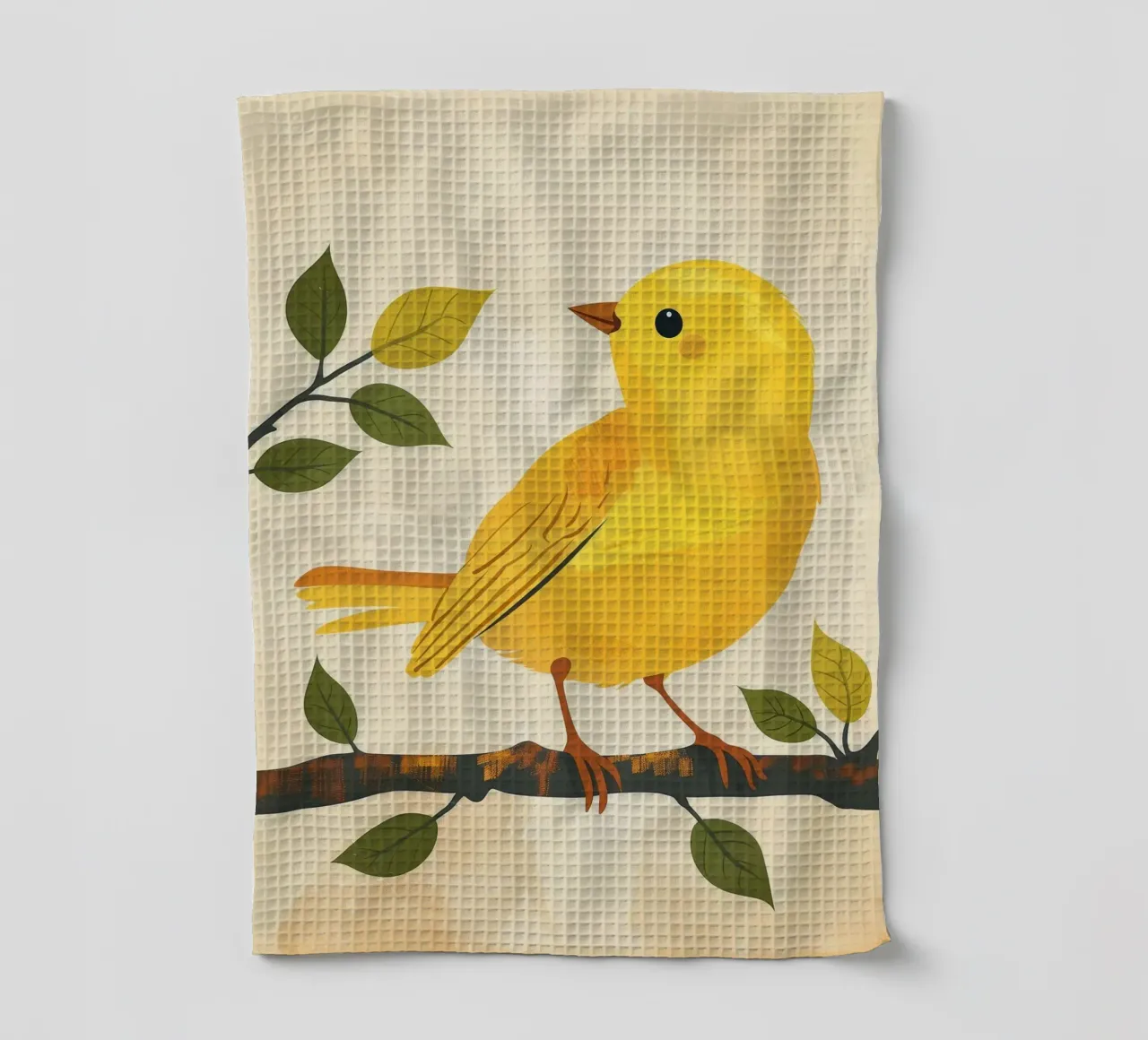 Un canari jaune vif chante sous le soleil torchon de DesignDoodle