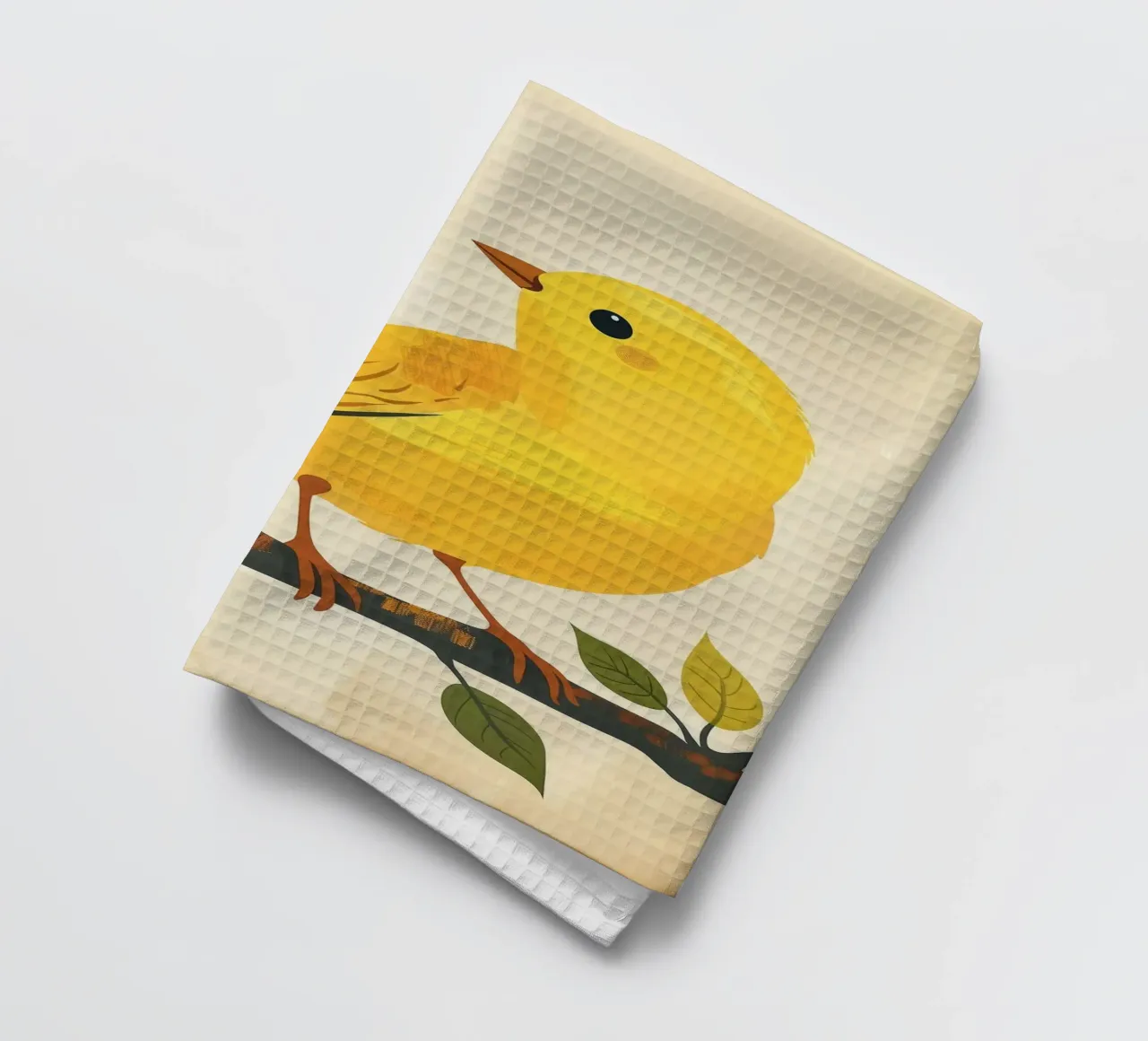 Un canari jaune vif chante sous le soleil torchon de DesignDoodle