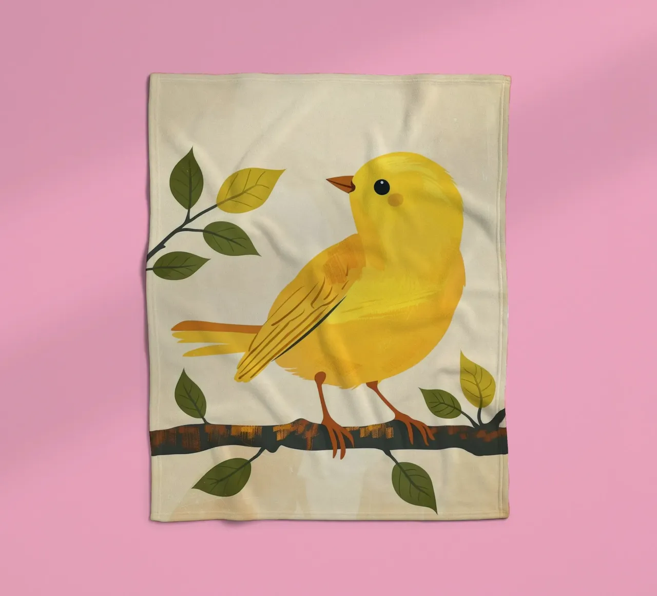 Un canari jaune vif chante sous le soleil plaid polaire de DesignDoodle