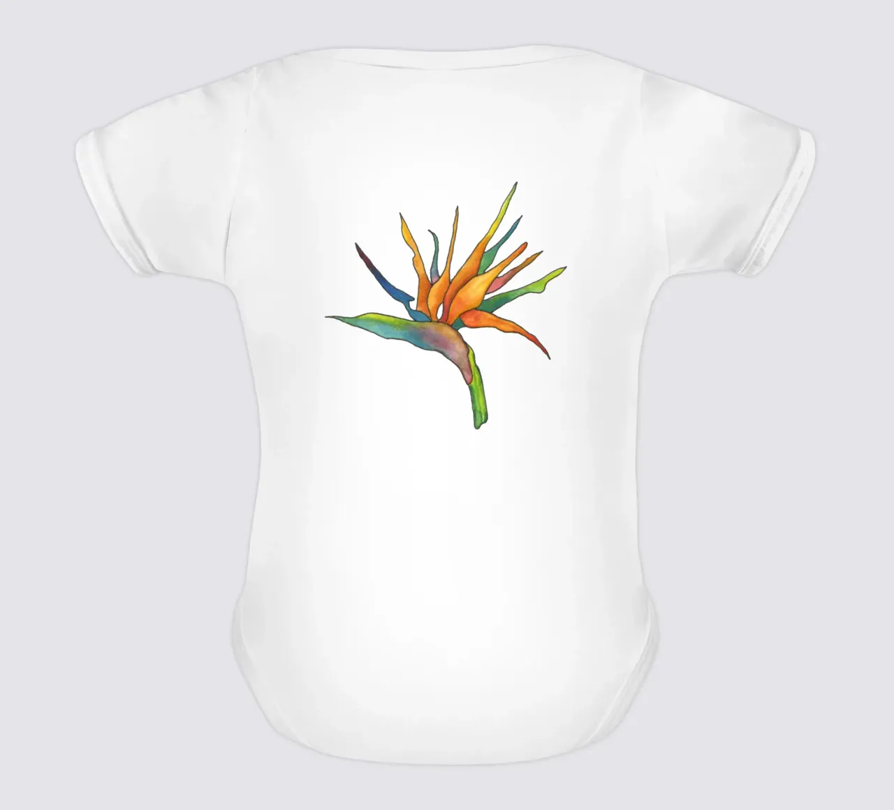 Bird Of Paradise Pattern short-sleeve baby romper by KP Design