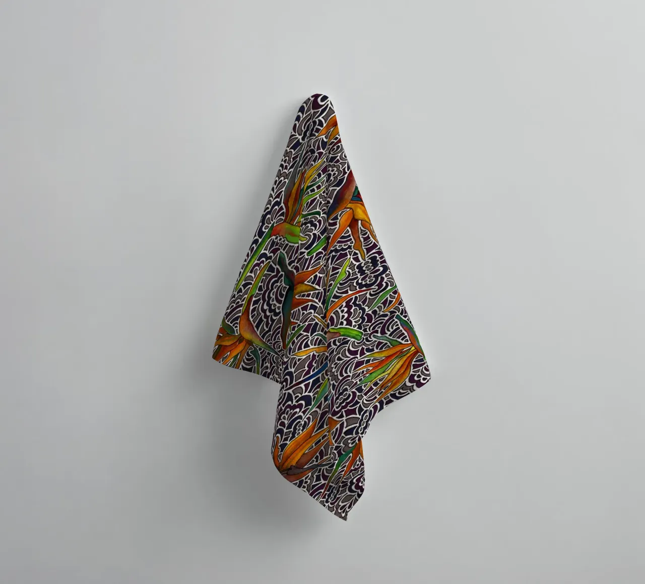 Bird Of Paradise Pattern towel by KP Design