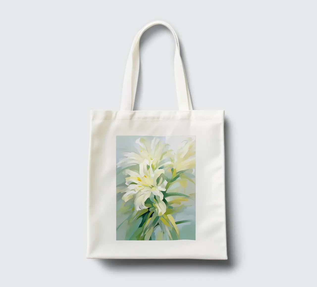Flowers in green and white tote bag by Imagine