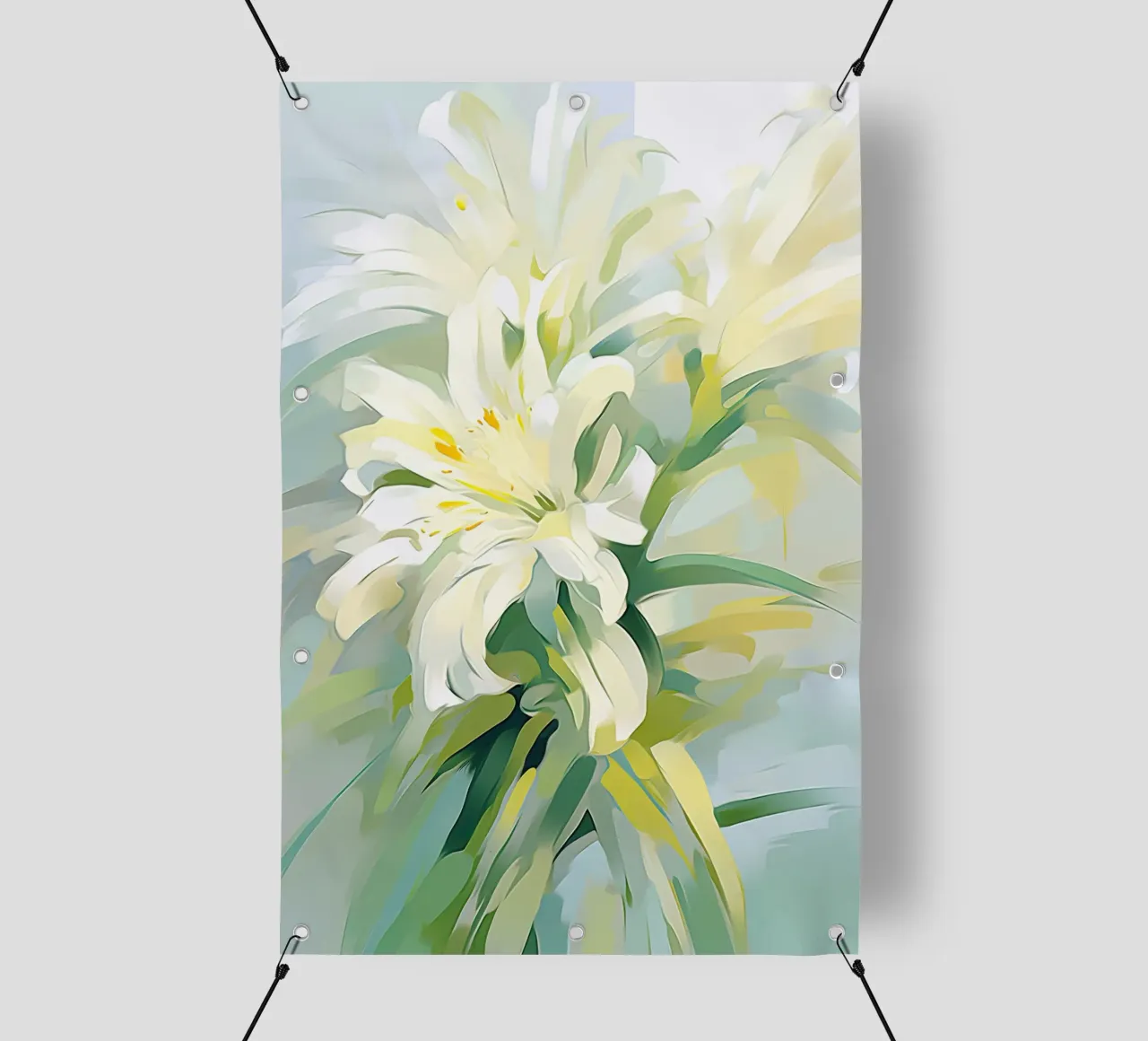 Fiori verdi e bianchi telo in pvc da Imagine