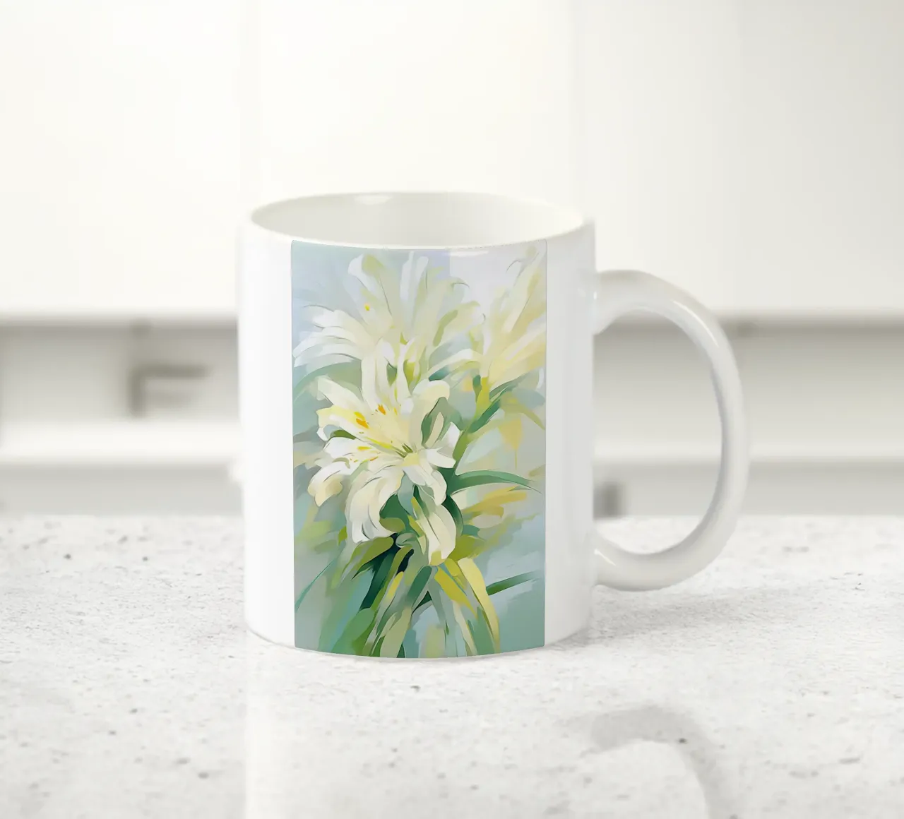 Fiori verdi e bianchi tazza in ceramica da Imagine