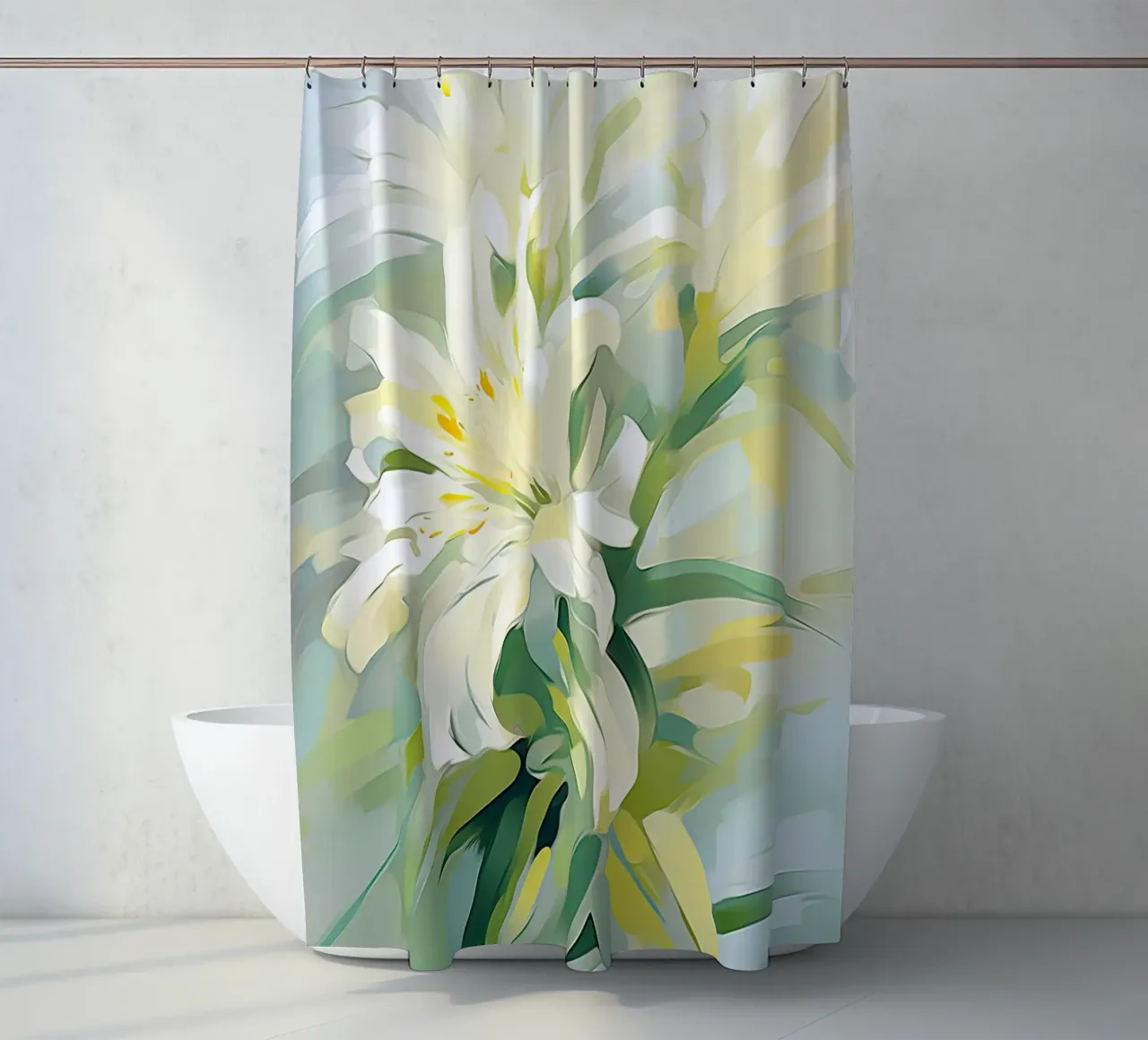 Flowers in green and white shower curtain by Imagine