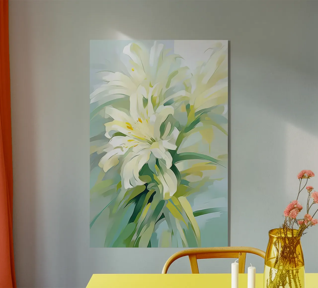 Fiori verdi e bianchi plexiglass da Imagine