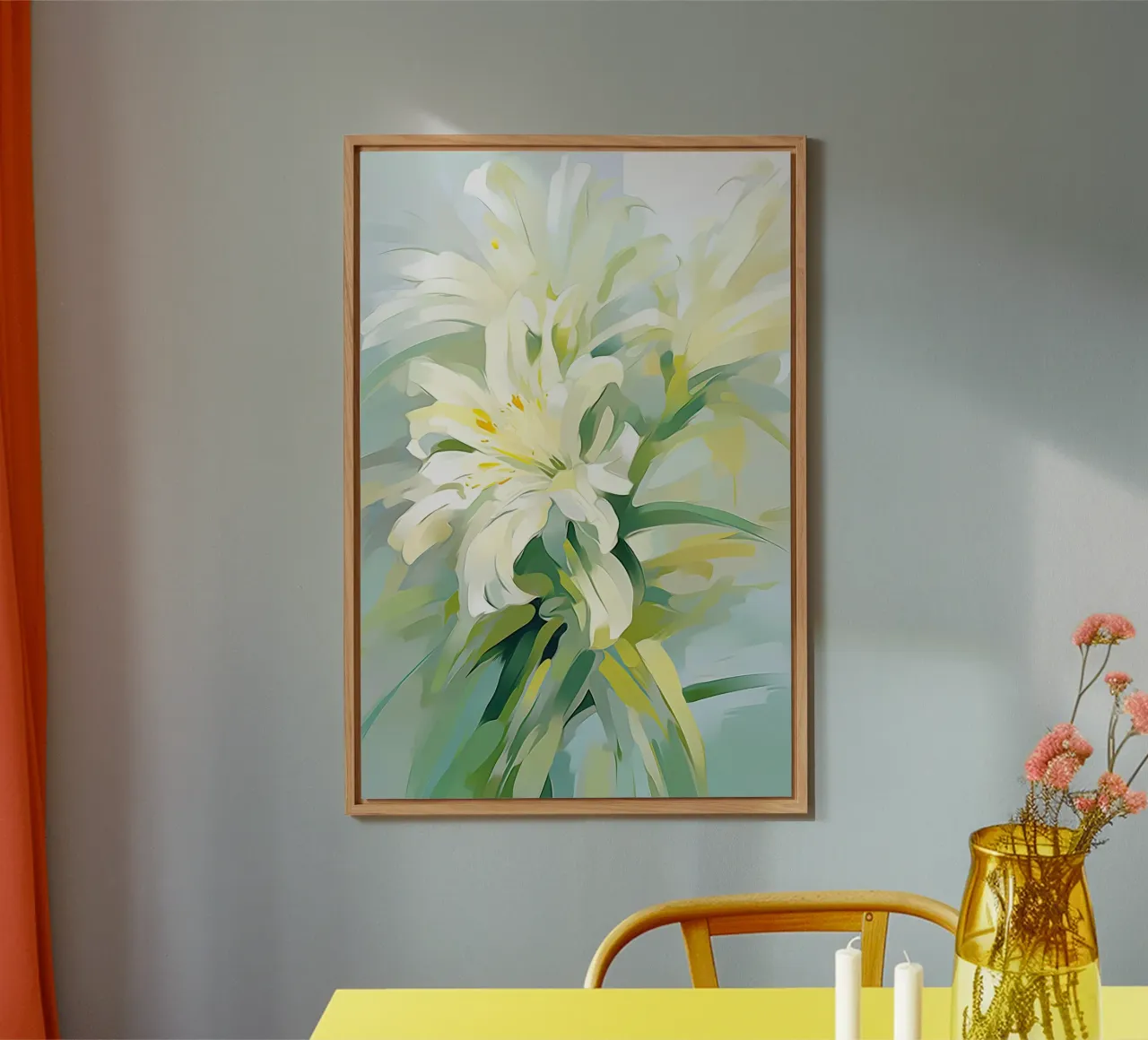 Fiori verdi e bianchi alluminio dibond da Imagine