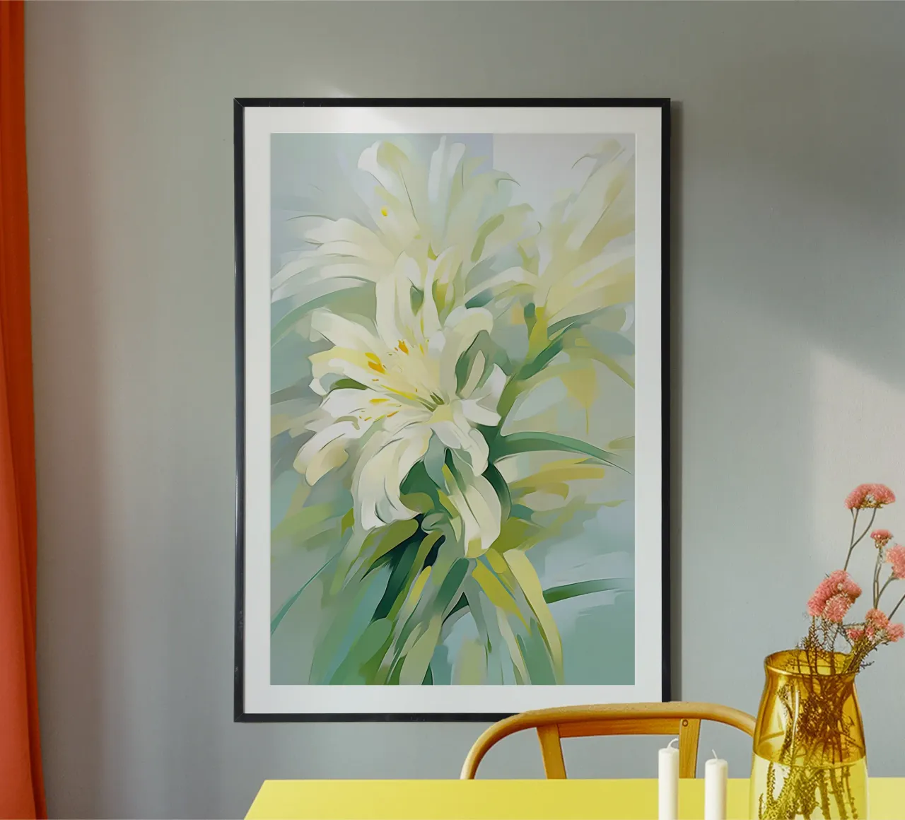 Fiori verdi e bianchi carta hahnemühle da Imagine