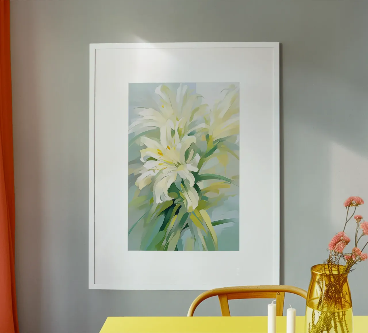 Fiori verdi e bianchi carta hahnemühle da Imagine
