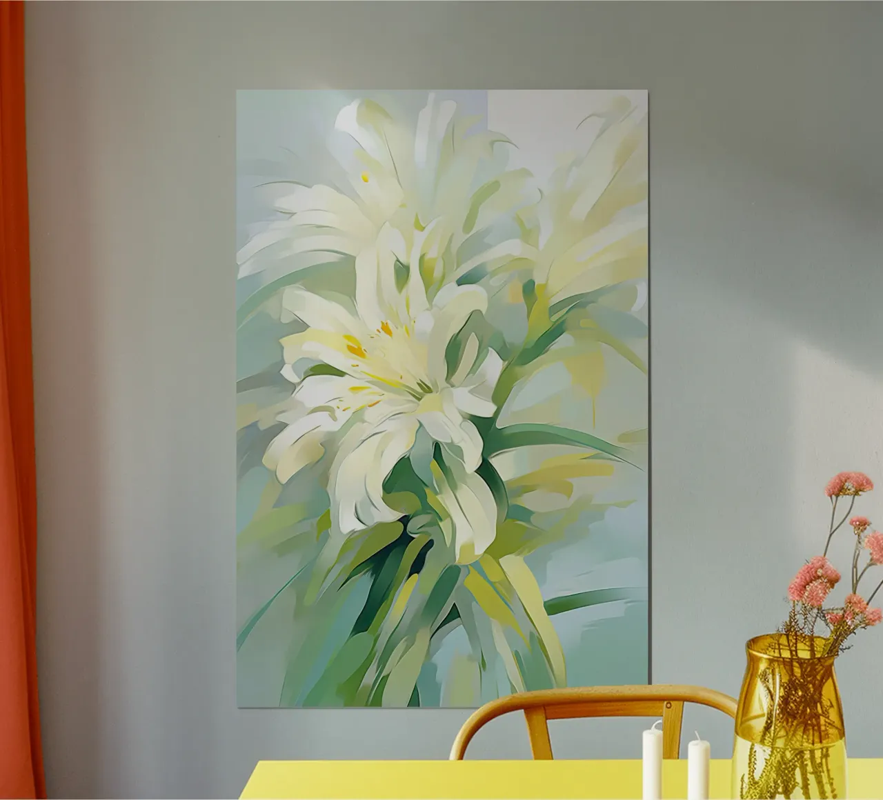 Fiori verdi e bianchi carta hahnemühle da Imagine