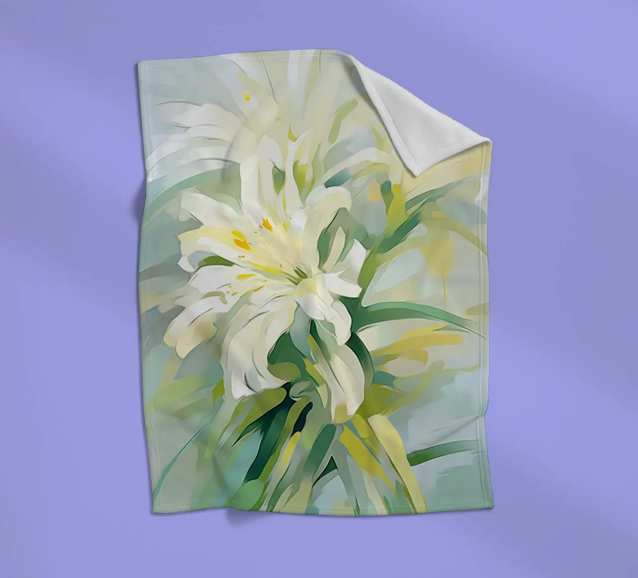 Fiori verdi e bianchi coperta in pile da Imagine