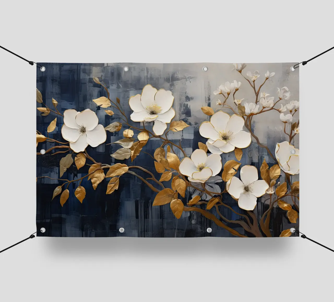 Fiori con foglie dorate telo in pvc da Imagine