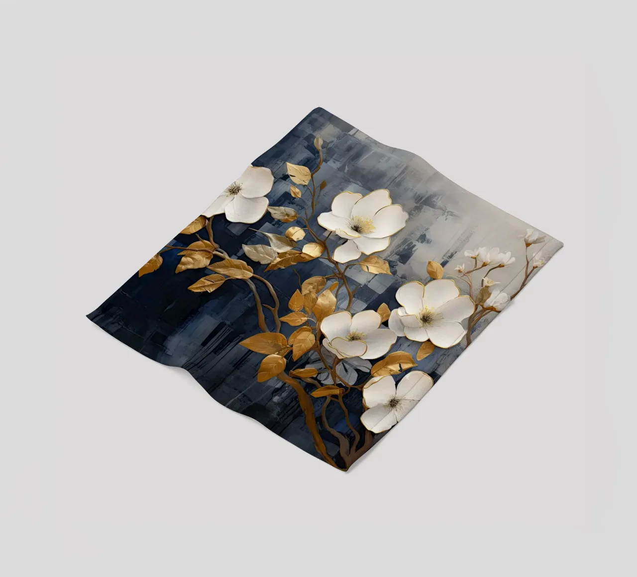 Fiori con foglie dorate coperta in pile da Imagine