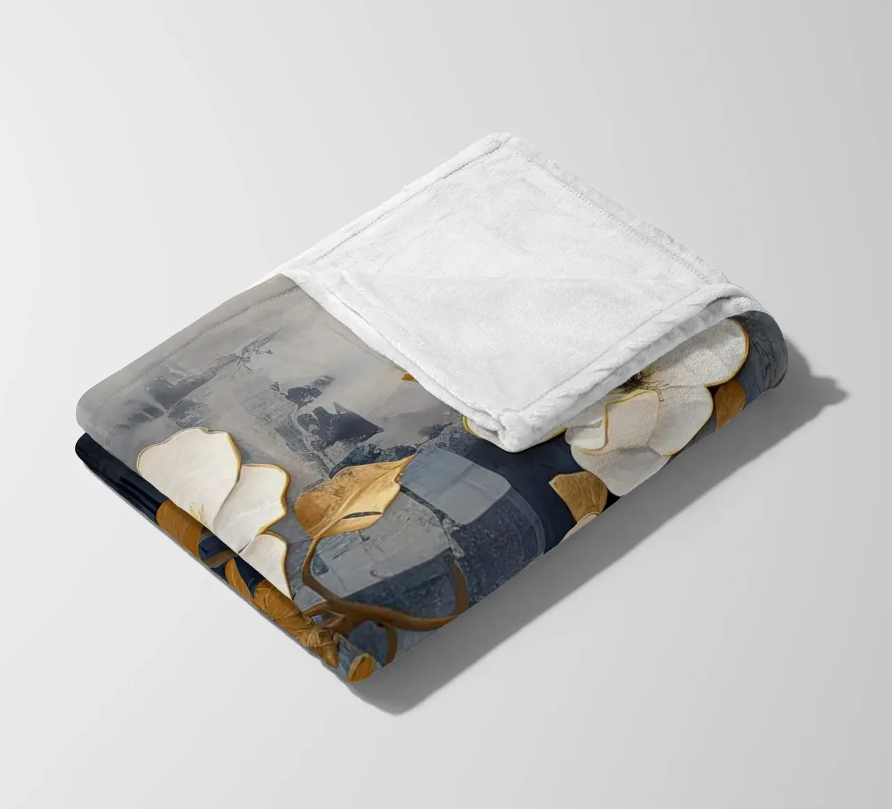 Fiori con foglie dorate coperta in pile da Imagine