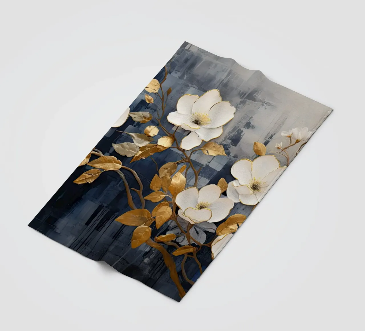 Fiori con foglie dorate coperta in pile da Imagine