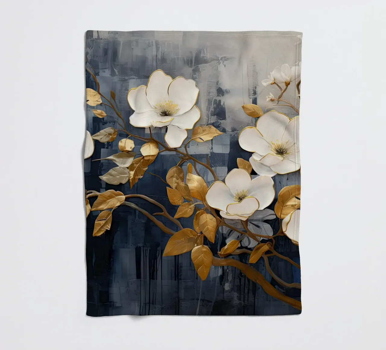 Fiori con foglie dorate coperta in pile da Imagine