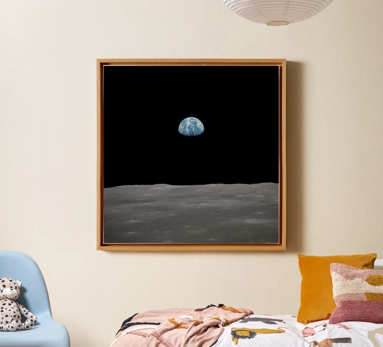 Apollo 11 opstijgen van de aarde boven de maan, juli 1969 canvas met Baklijst van harris shop