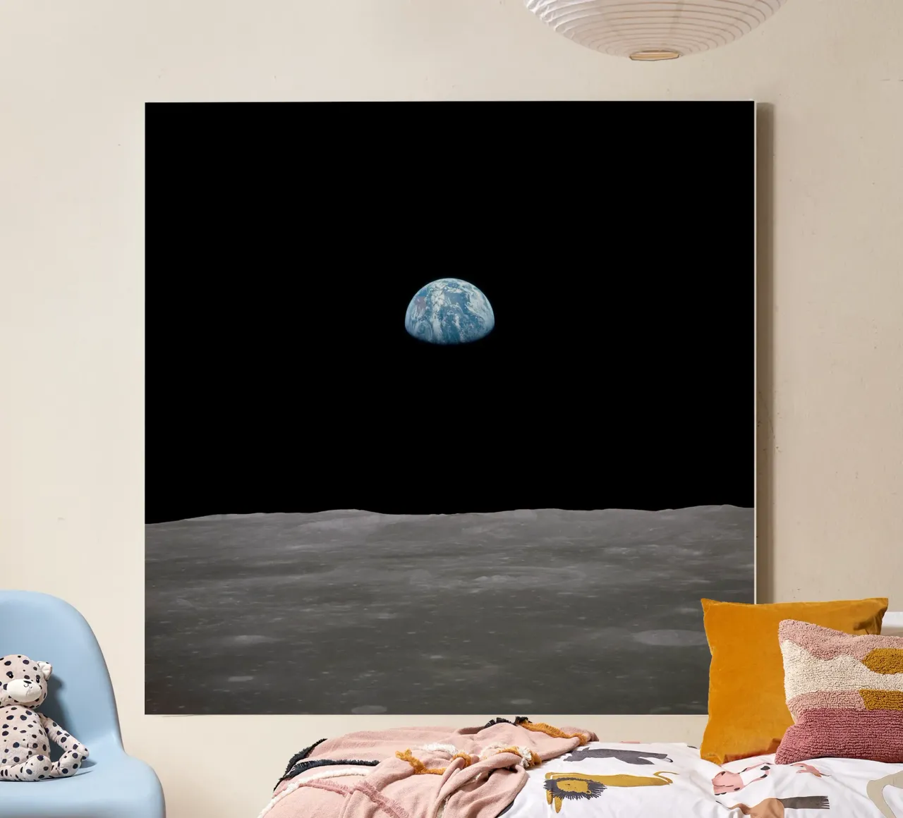 Apollo 11 opstijgen van de aarde boven de maan, juli 1969 canvas met Baklijst van harris shop
