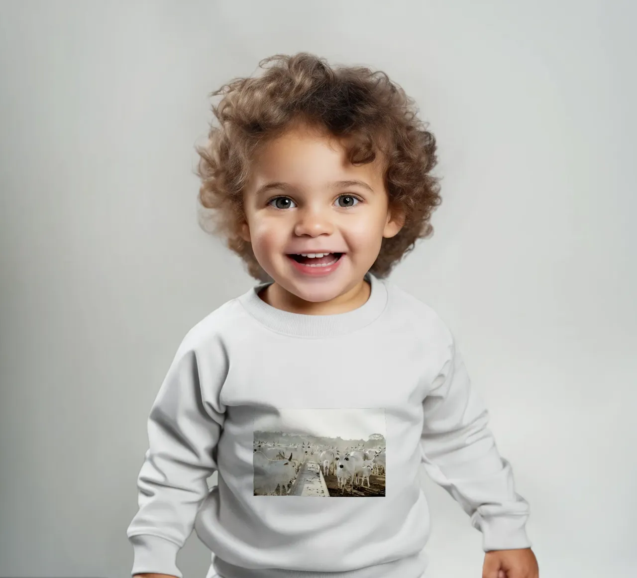 Mucche bianche in fattoria felpa neonato da KISSA STUDIO