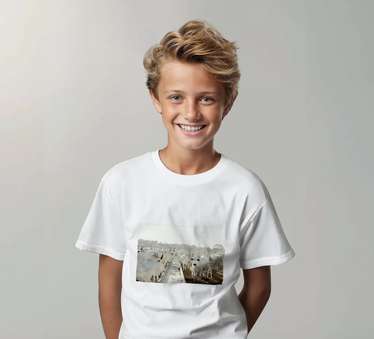 Mucche bianche in fattoria t-shirt bambini da KISSA STUDIO