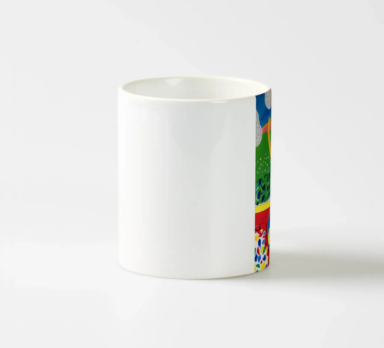 un chat mangeant du poisson dans un bocal mug en céramique de sazkia art