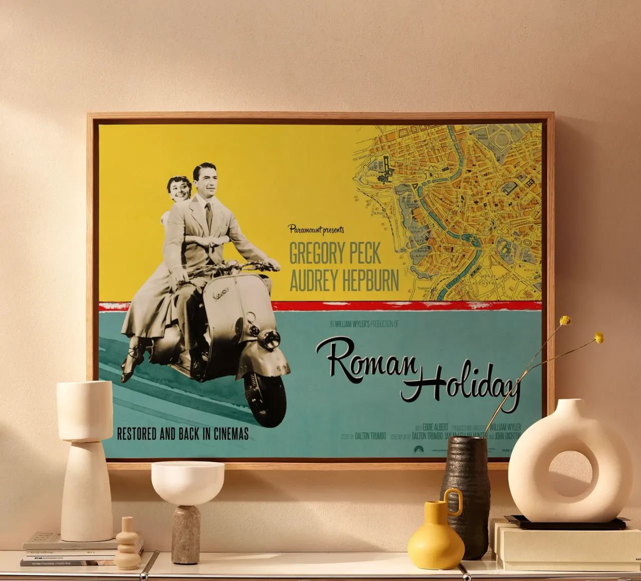 Audrey Hepburn, Gregory Peck - Vacanze romane, 1953 tela con Cornice a cassetta da harris shop