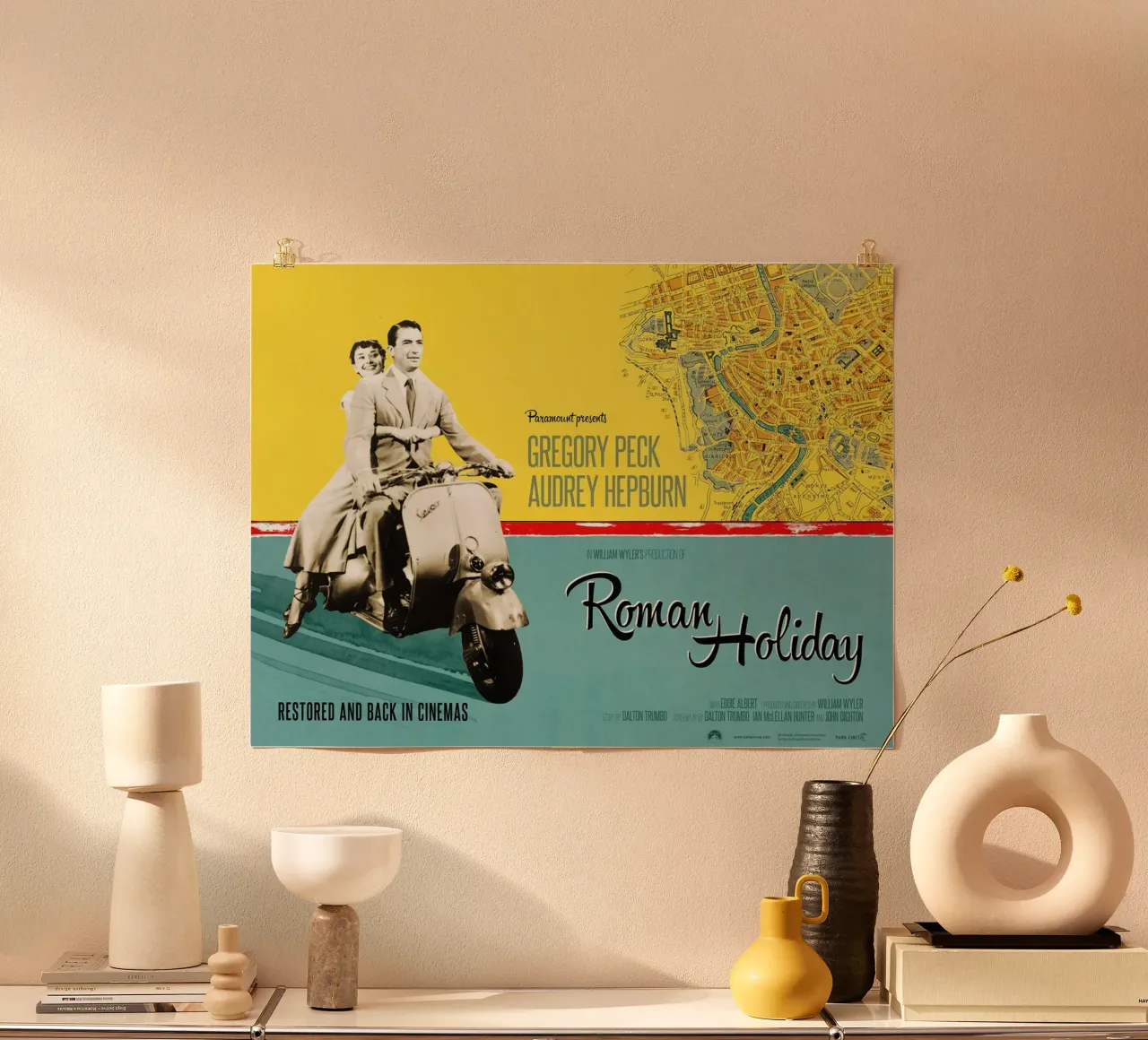 Audrey Hepburn, Gregory Peck - Vacanze romane, 1953 poster con telaio in plastica da harris shop