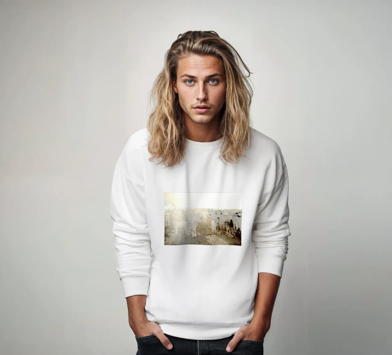 Mucche bianche in fattoria felpa da KISSA STUDIO