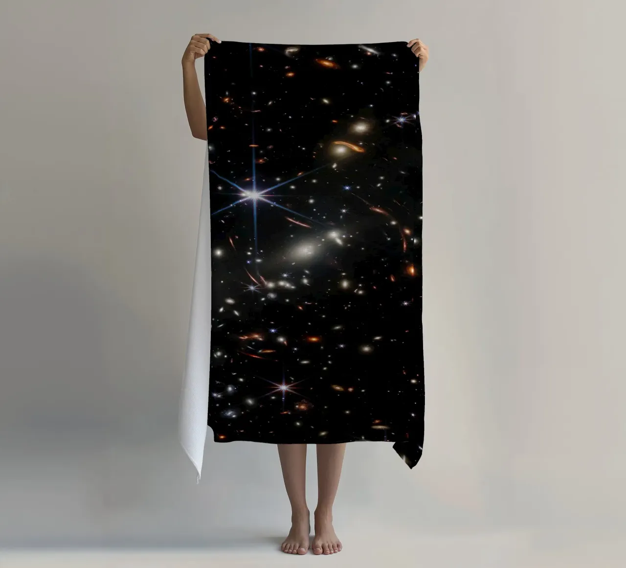 James Webb - First deep field image beach towel by harris shop