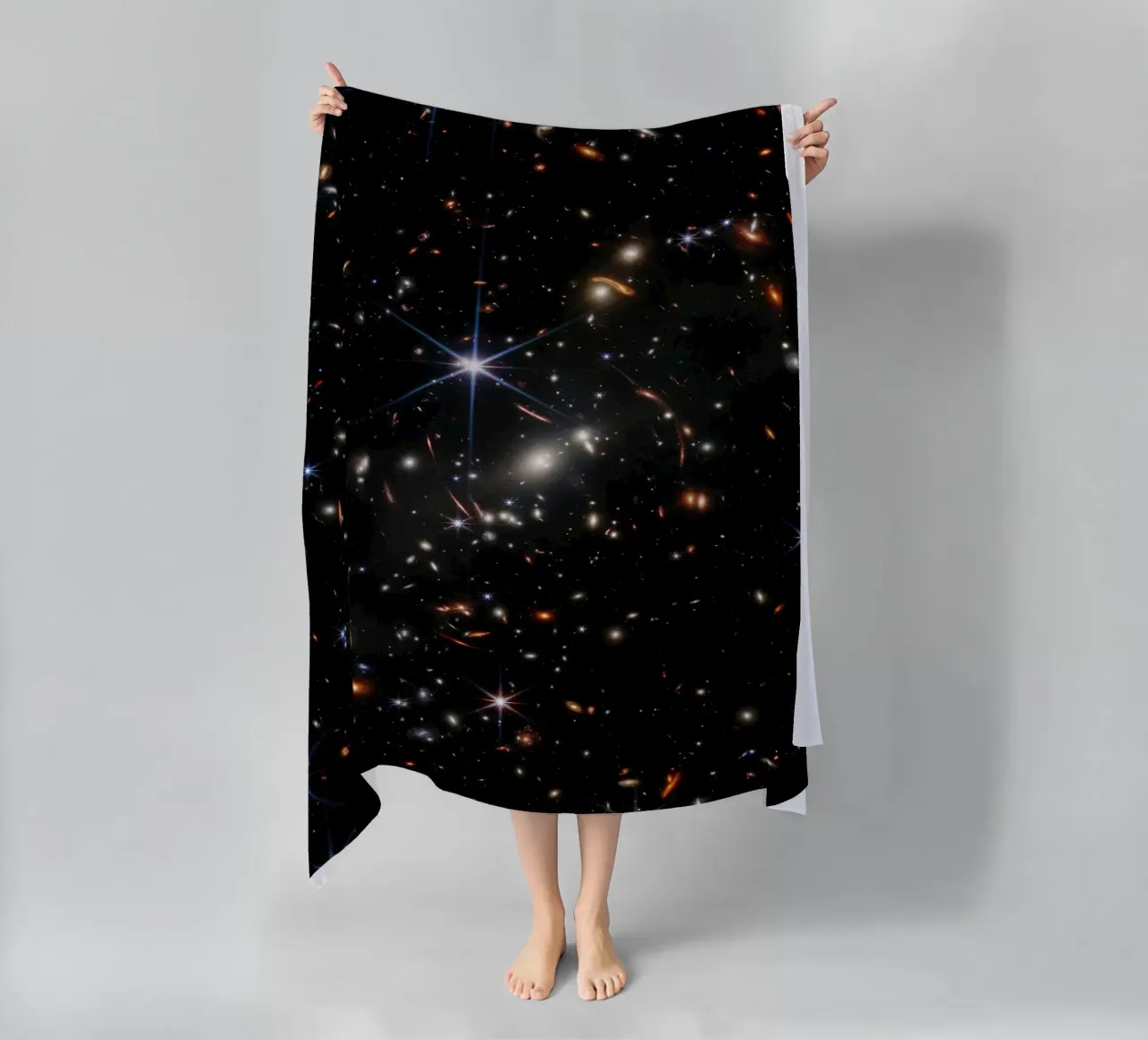 James Webb - First deep field image beach towel by harris shop