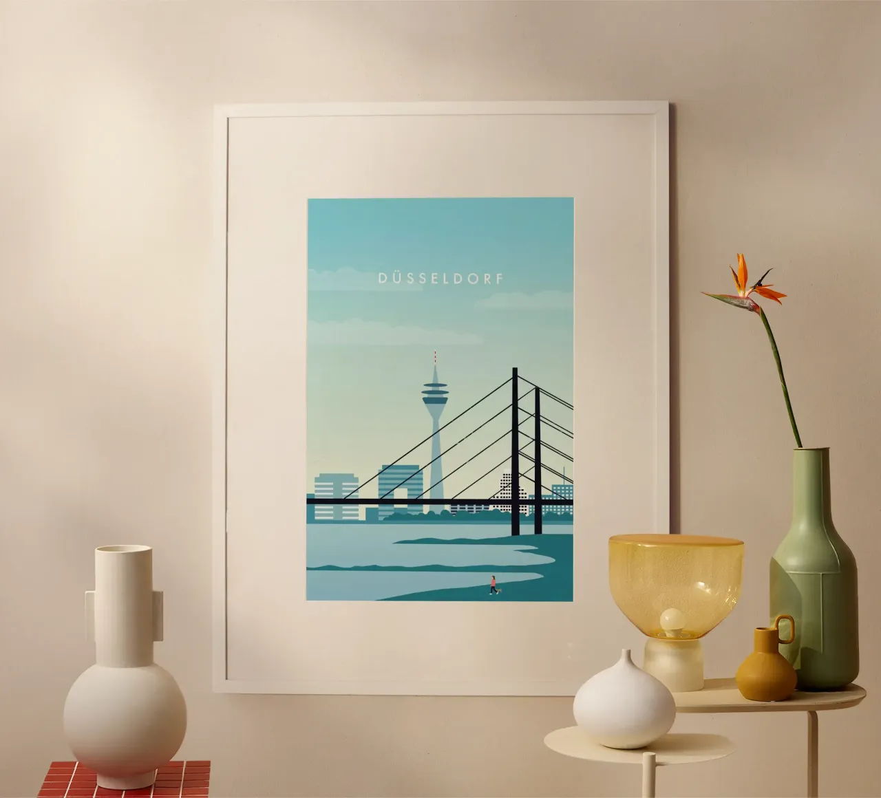 Düsseldorf poster con telaio in legno da Katinka Reinke
