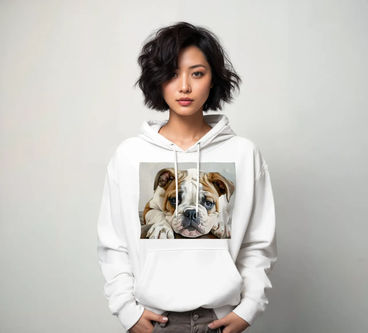 Il Bulldog riposa comodamente felpa con cappuccio da DesignDoodle