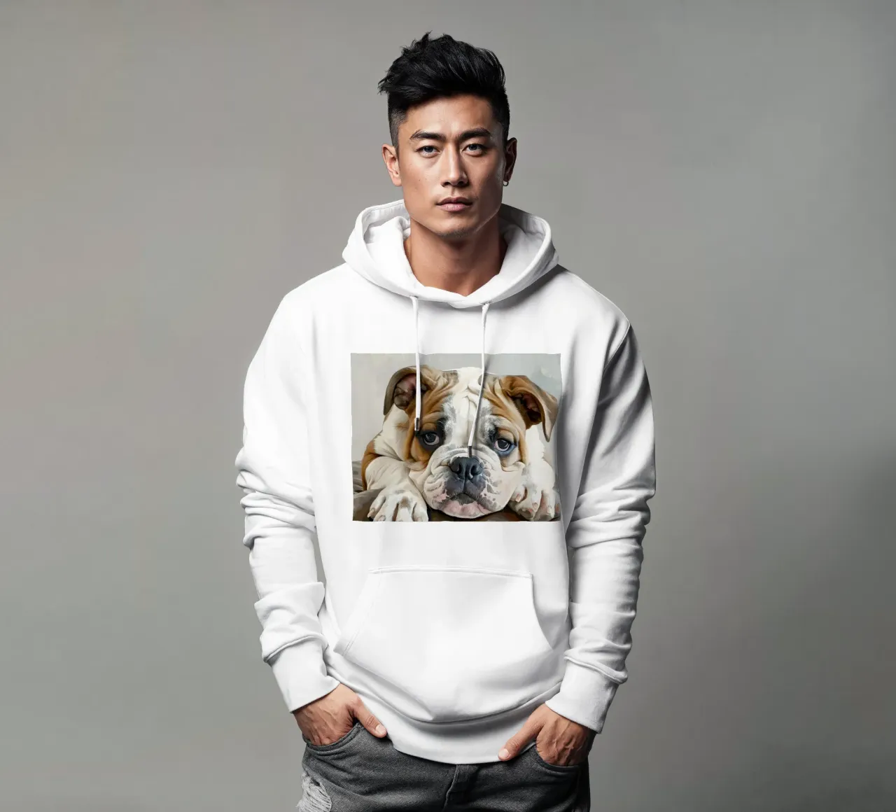 Il Bulldog riposa comodamente felpa con cappuccio da DesignDoodle