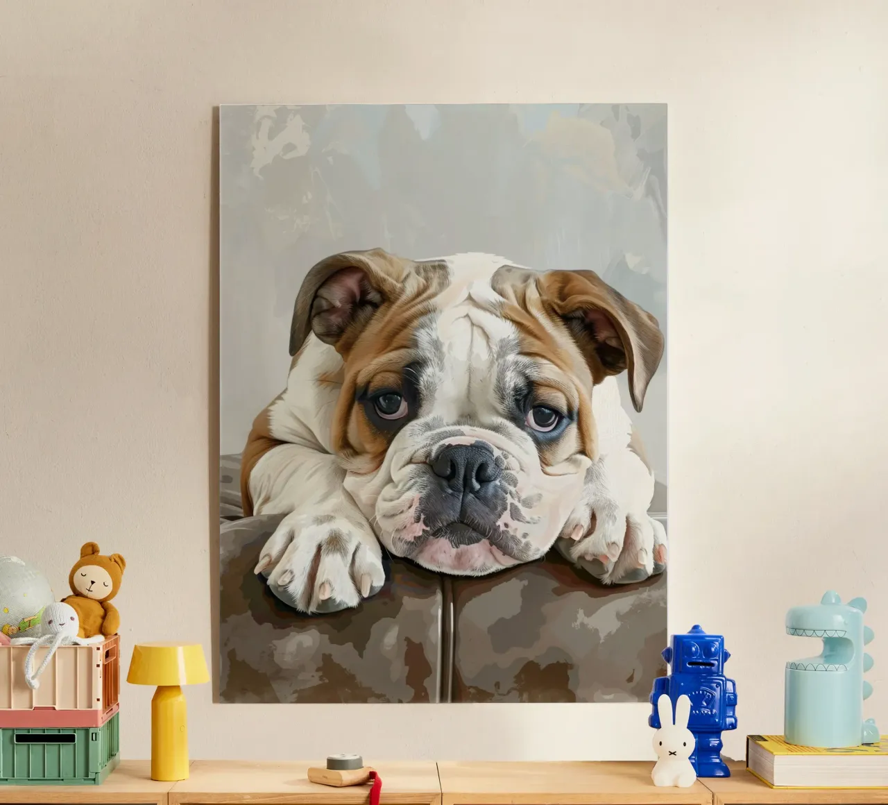Bulldog descansando cómodamente metacrilato de DesignDoodle