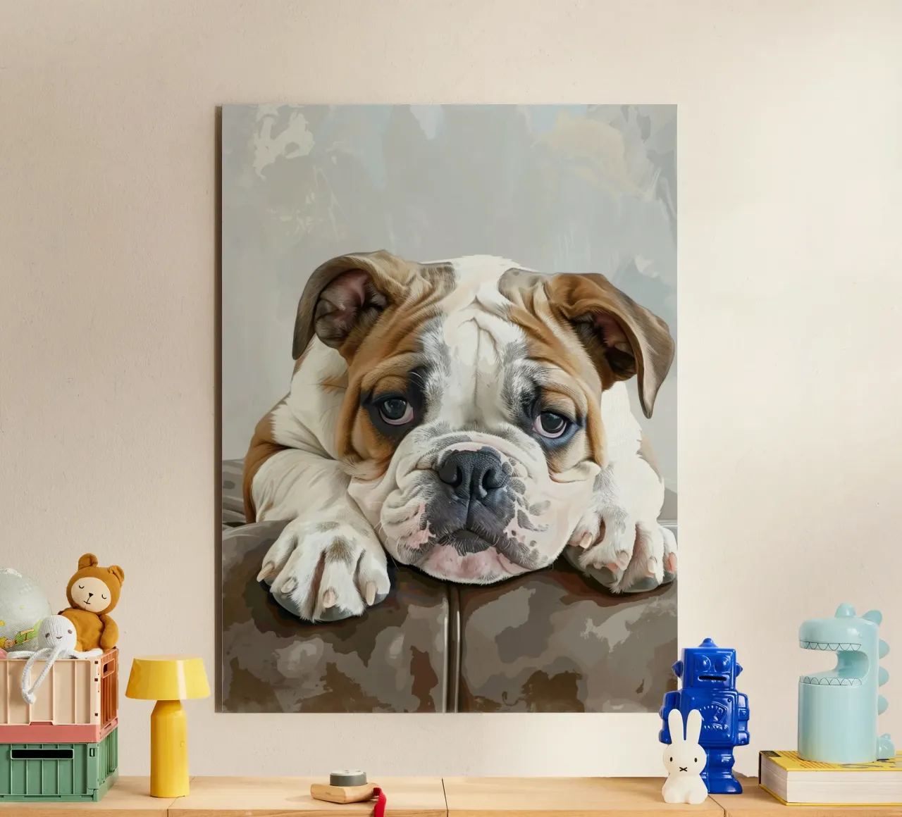 Il Bulldog riposa comodamente alluminio dibond da DesignDoodle