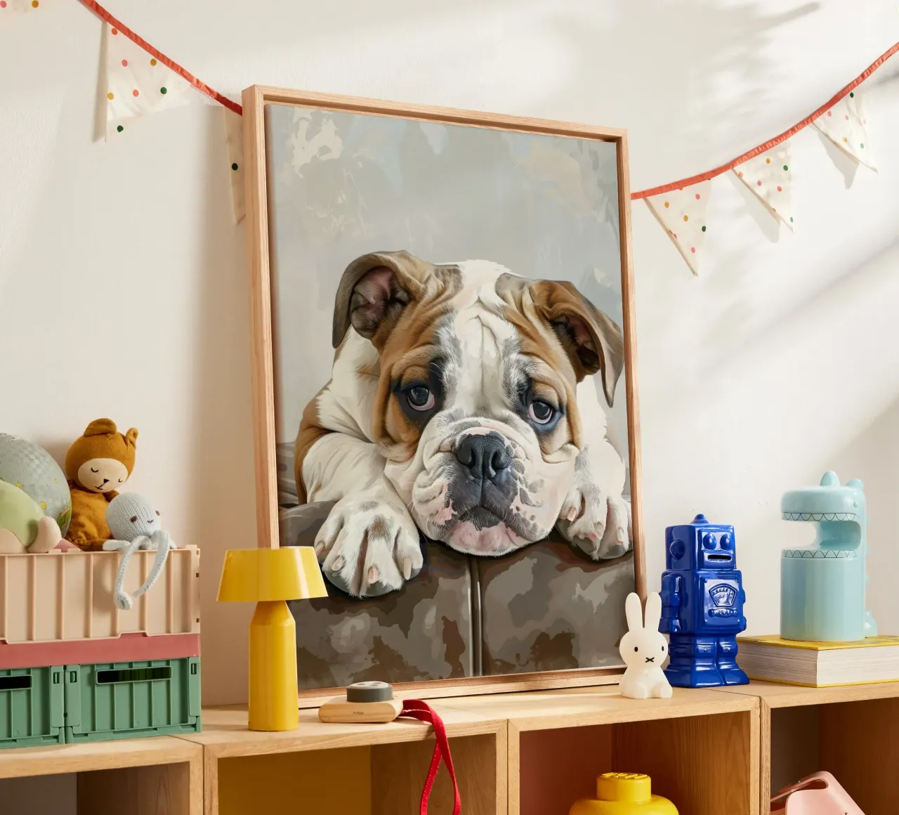 Il Bulldog riposa comodamente tela con Cornice a cassetta da DesignDoodle