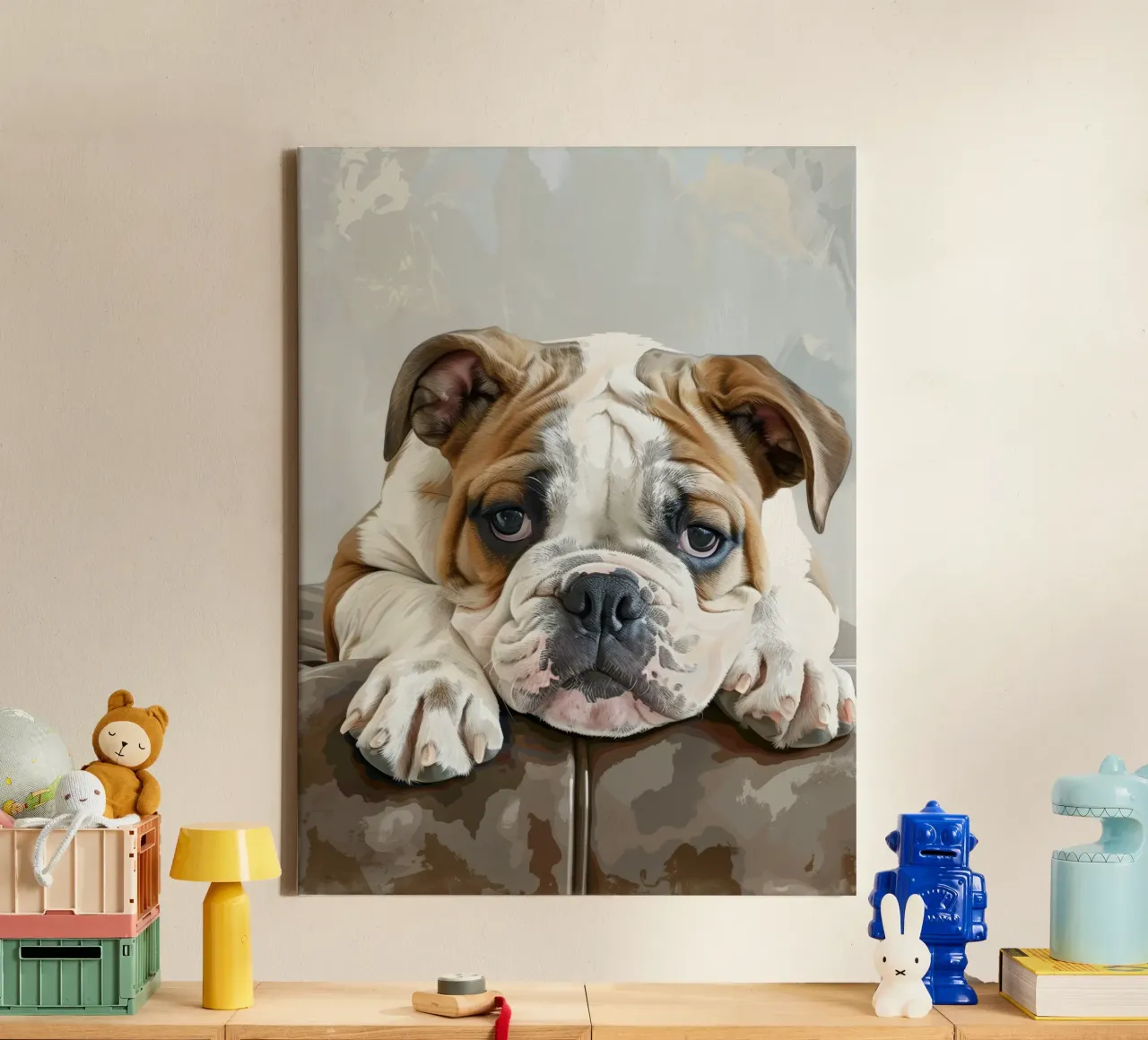 Il Bulldog riposa comodamente tela con Cornice a cassetta da DesignDoodle