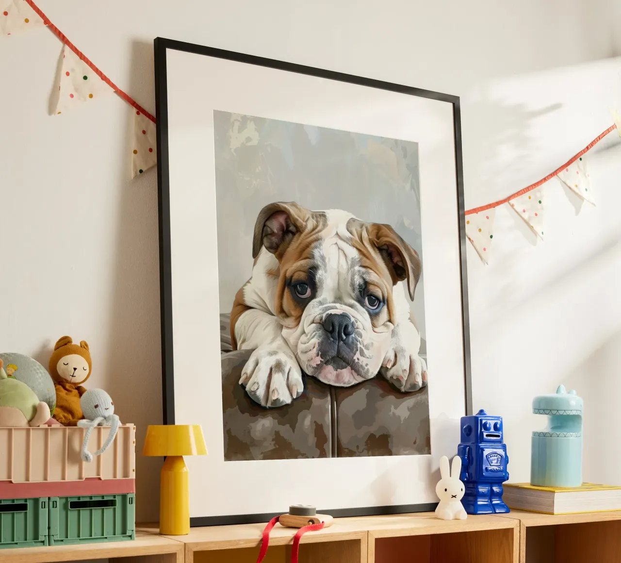 Il Bulldog riposa comodamente carta hahnemühle da DesignDoodle