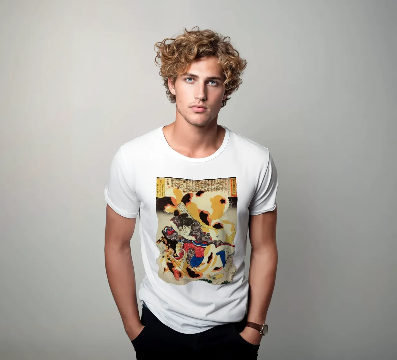 Guerrier samouraï exécutant une sorcière-chat - Art japonais ancien t-shirt de Masterpieces Of Japanese Art