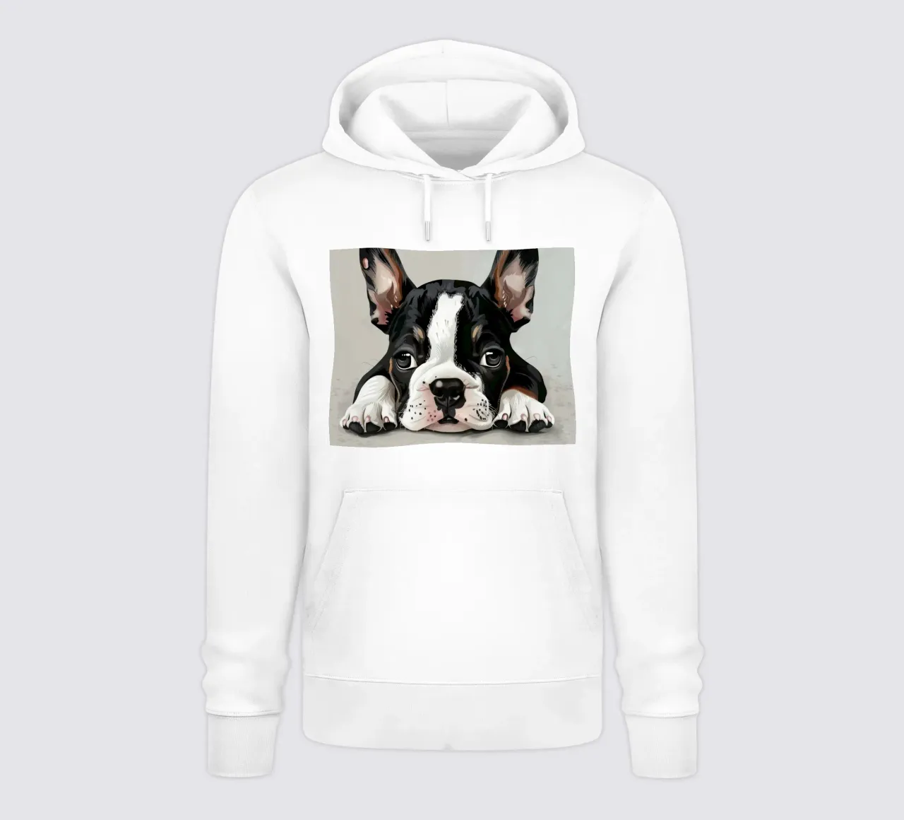 Un cucciolo di bulldog che riposa con gli occhi dolci e l'espressione tranquilla felpa con cappuccio da DesignDoodle