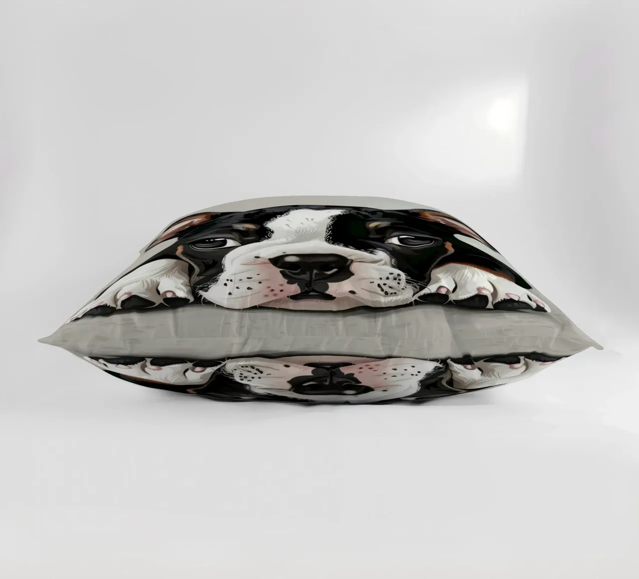 A Bulldog Puppy Resting with Soft Eyes and a Calm Expression decorative cushion by DesignDoodle