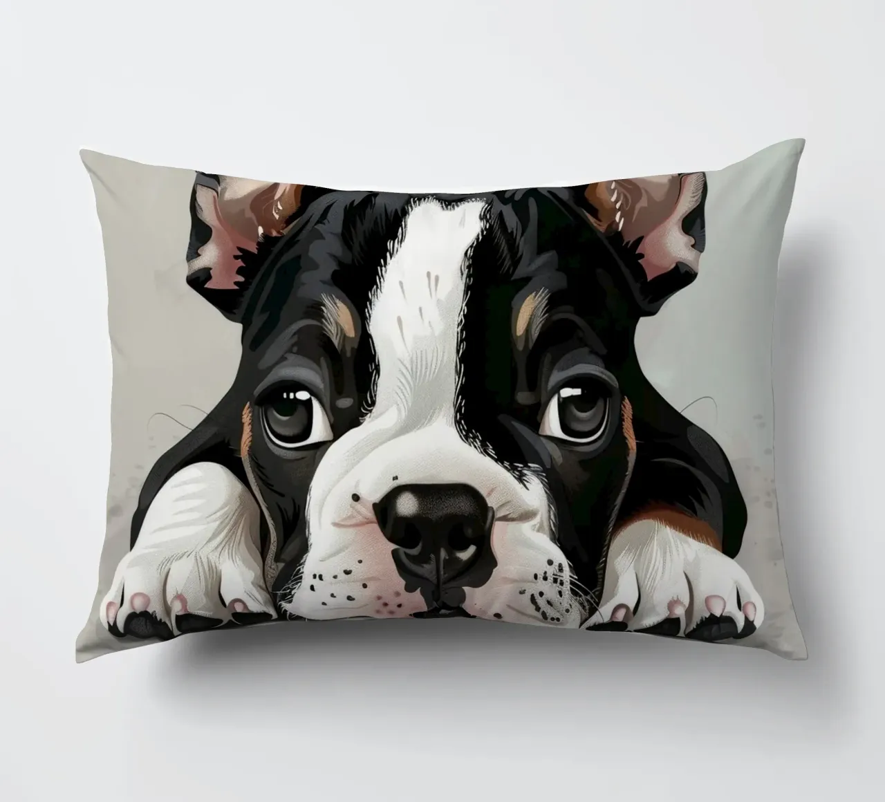 A Bulldog Puppy Resting with Soft Eyes and a Calm Expression decorative cushion by DesignDoodle
