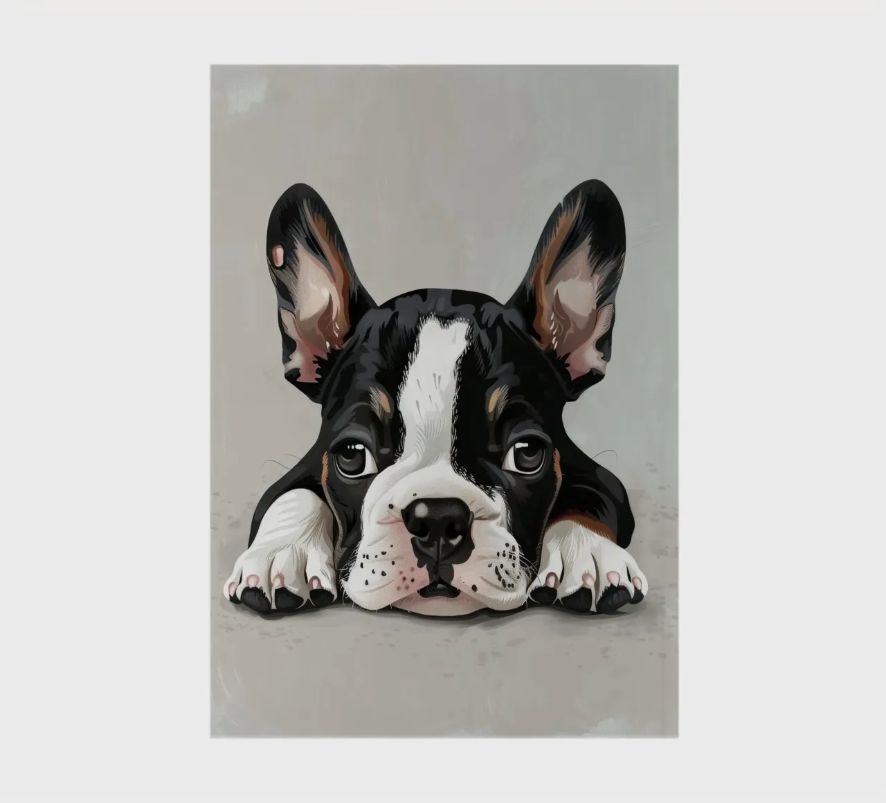 A Bulldog Puppy Resting with Soft Eyes and a Calm Expression notebook by DesignDoodle