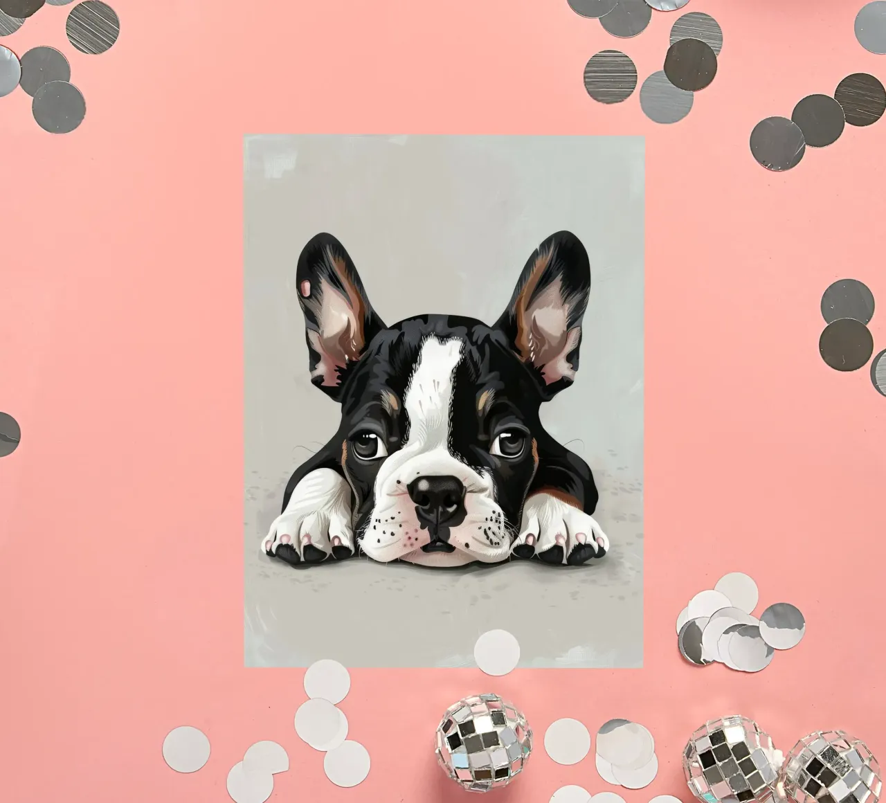 A Bulldog Puppy Resting with Soft Eyes and a Calm Expression sticker by DesignDoodle