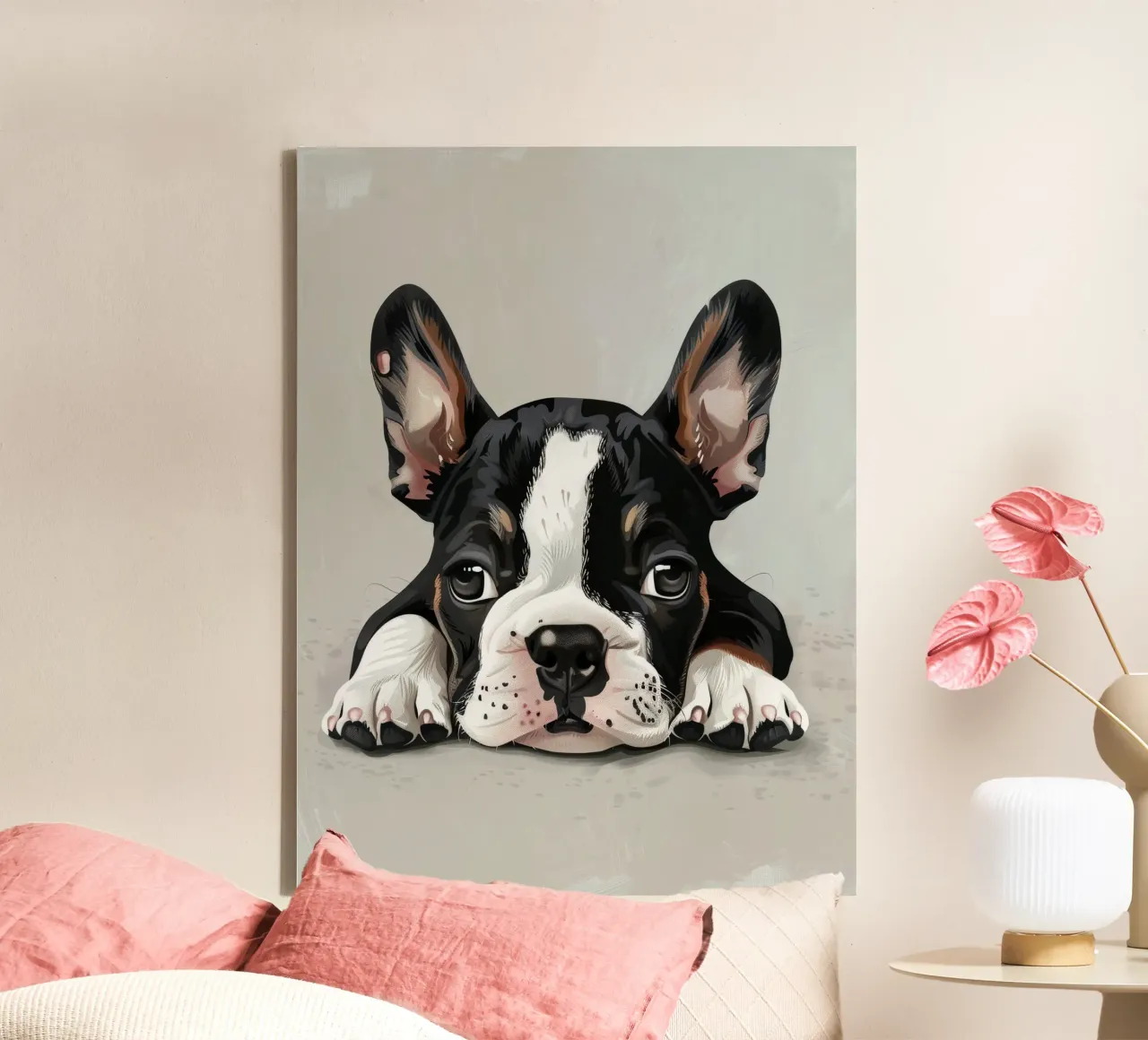 A Bulldog Puppy Resting with Soft Eyes and a Calm Expression canvas by DesignDoodle